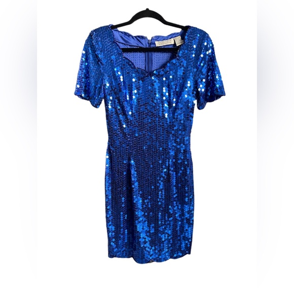 Vintage Niteline by Della Roufogali Sapphire Blue Sequin Dress - 4 - Picture 2 of 10
